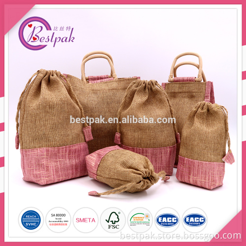 Jute Drawstring Pouch With Bottom, Jute Gift Bag